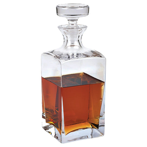 Mouth-blown square decanter in lead-free crystal