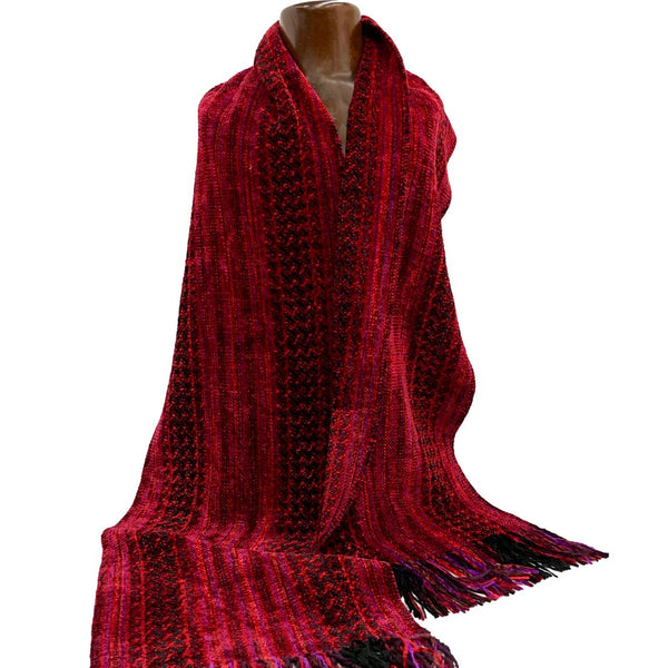 Warm, luxurious 100% viscose chenille scarf, Black Cherry