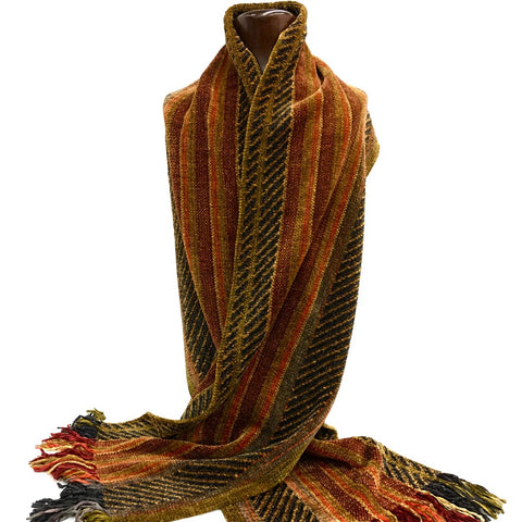 Warm, luxurious 100% viscose chenille scarf, Bronze