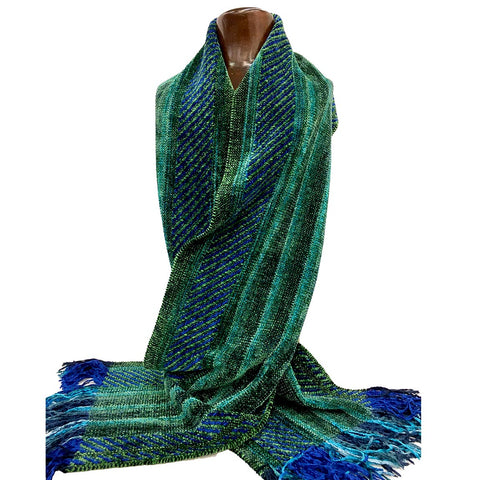 Warm, luxurious 100% viscose chenille scarf, Cilantro