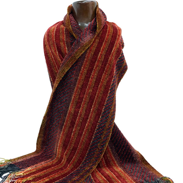 Warm, luxurious 100% viscose chenille scarf, Cinnabar