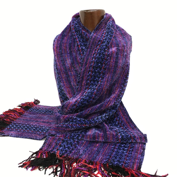 Warm, luxurious 100% viscose chenille scarf, Blue Iris