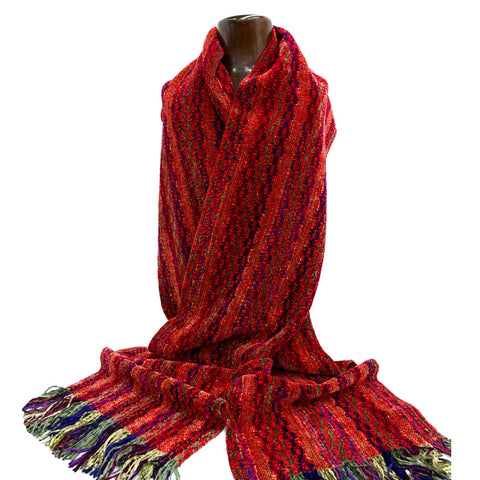 Warm, luxurious 100% viscose chenille scarf, 72" Scarlato