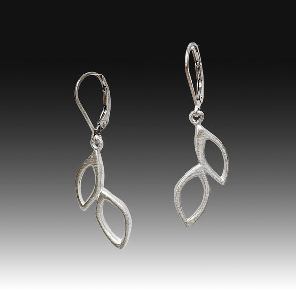 Philippa Roberts earrings two open leaves silver