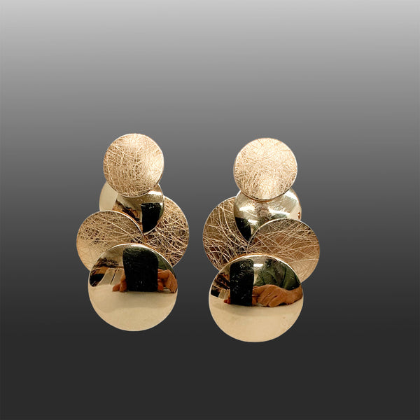 Earrings, gold vermeil circle clusters