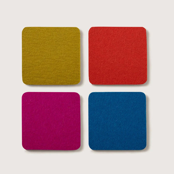 Merino wool felt square coasters, Electric, set of 4