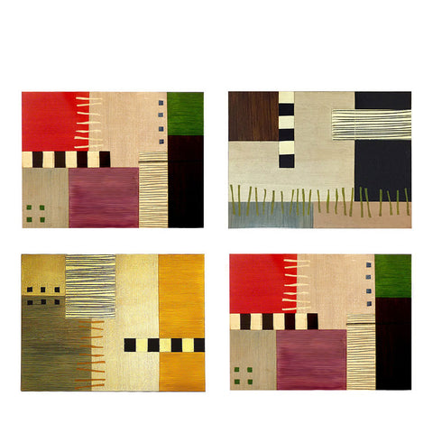 Set of 4 hand-painted wood placemats from Brazil