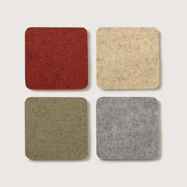 Merino wool felt square coasters, Ikebana, set of 4