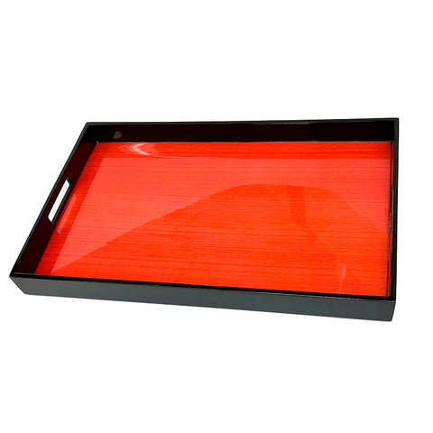 Lacquered wood large serving tray