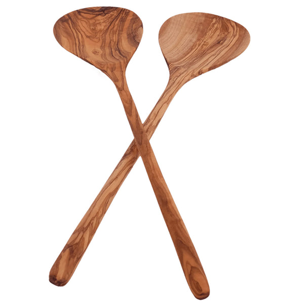 Olive wood long salad servers