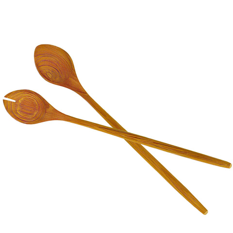 Teak lotus salad servers