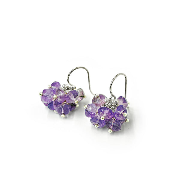 Magally Deveau silver granulation and amethyst cluster earrings