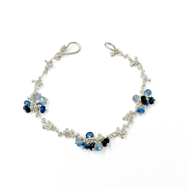 Magally Deveau silver granulation and ombré sapphire bracelet