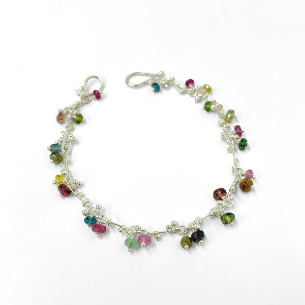 Magally Deveau silver granulation and multi gemstone bracelet