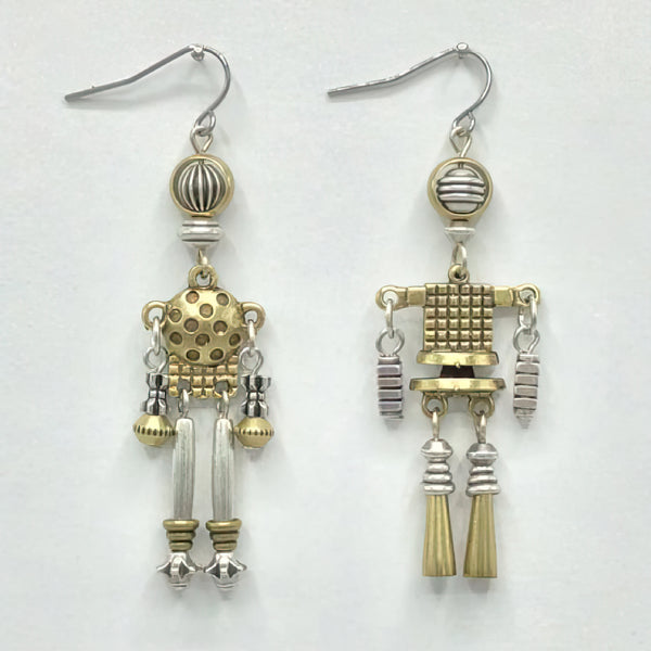Steampunk mini robot earrings