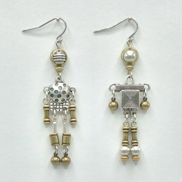 Steampunk mini robot earrings
