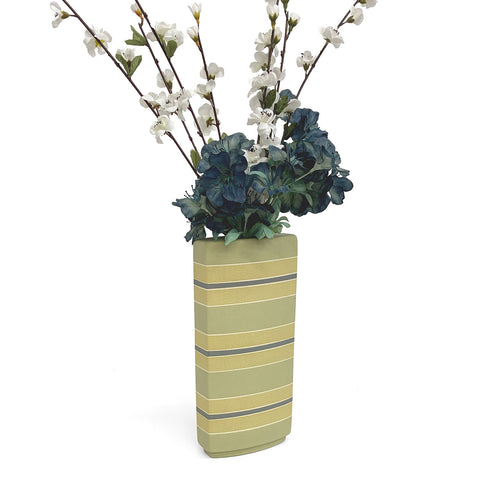 Modern hand-painted tall ceramic vase, elliptical body