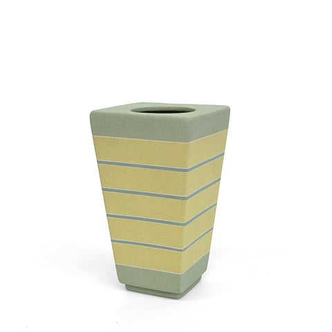 Modern hand-painted tall ceramic vase, 4 slanted sides