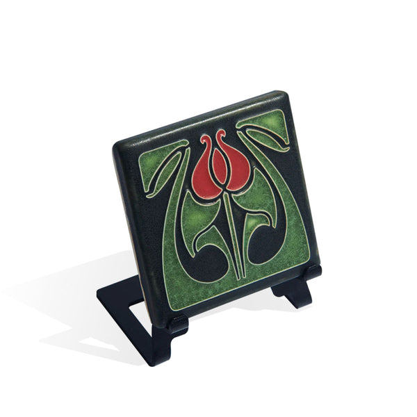 Motawi ceramic tile, tulip bud red 4x4"