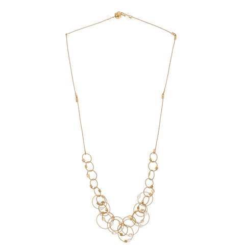 Vertigo mini circles necklace, pearls on gold with gold hardware by Meghan Patrice Riley