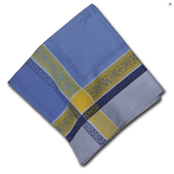 Classic French jacquard napkins, olivea blue/yellow, 100% cotton, set of 4