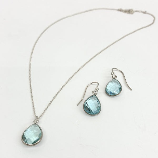 Philippa Roberts faceted light blue quartz sterling silver earrings