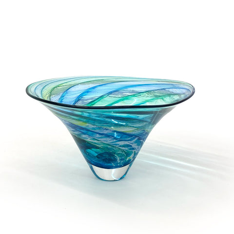 Hand-blown Ocean bowl by Richard Glass