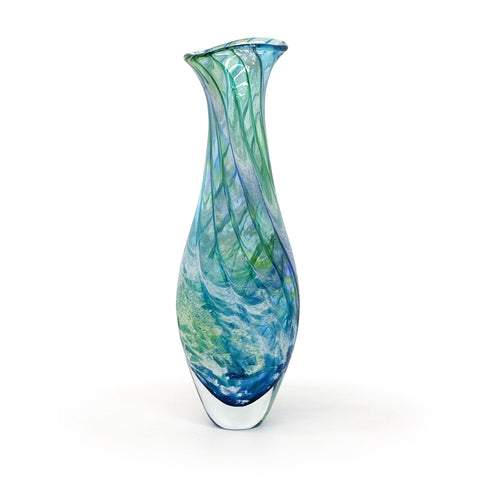 Hand-blown Ocean tall vase by Richard Glass
