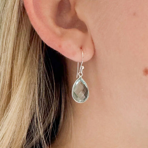 Philippa Roberts faceted light blue quartz sterling silver earrings