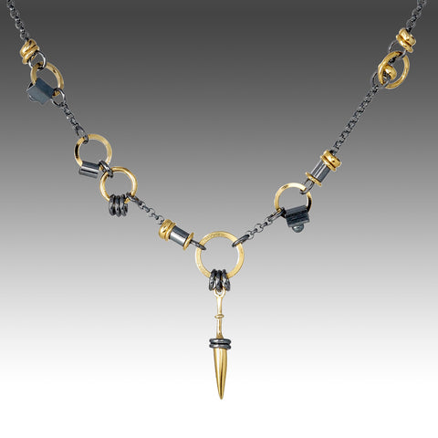 Necklace oxi chain, charms, spike by Suzanne Q Evon