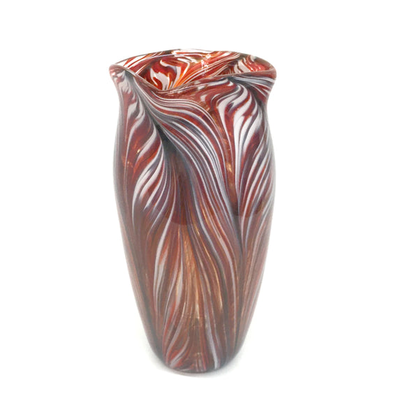 Handcrafted art glass peacock vase by Mark Rosenbaum