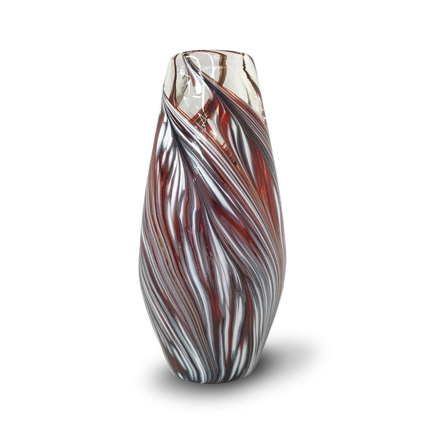 Handcrafted art glass narrow petal vase by Mark Rosenbaum