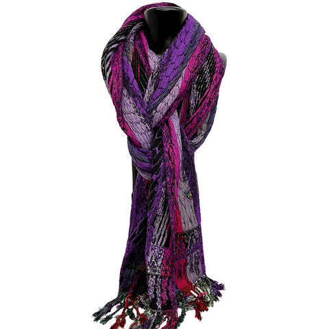 All-season scarf in plush silk blend, purples