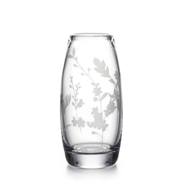 Simon Pearce Addison engraved floral vase