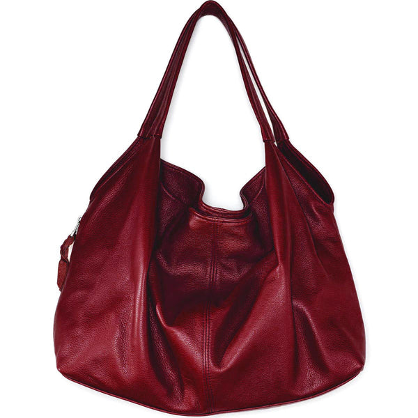 Sven draped leather double strap hobo in stock