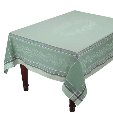 Classic French jacquard tablecloth, olivea green, 100% cotton, 120"