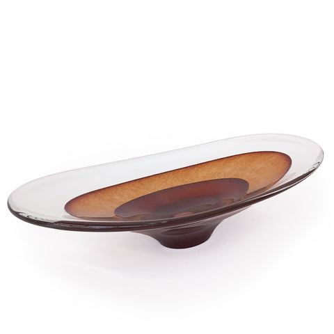 Modern oval centerpiece glass bowl in auburn by Richard Glass