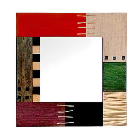 Hand-painted Brazilian wood-framed mirror, ladders multi