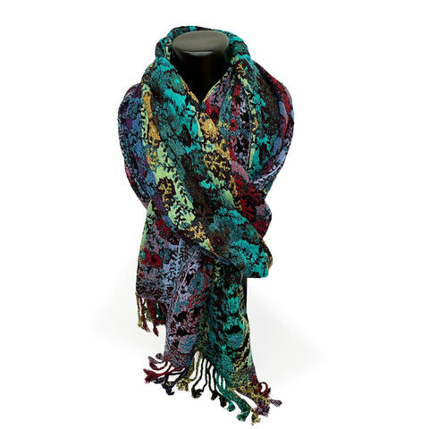 All-season scarf in plush silk blend, multicolor