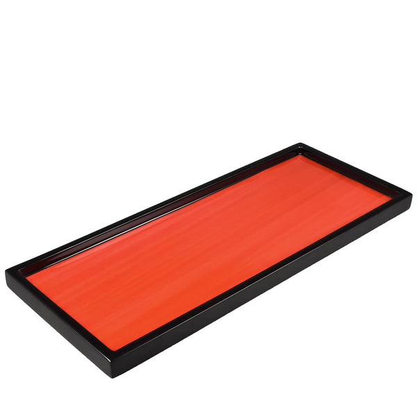 Lacquered wood long vanity tray, red tulipwood