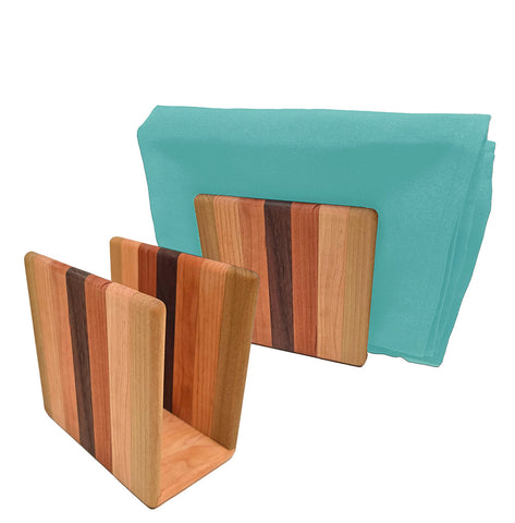 Multi-hued natural wood napkin holder