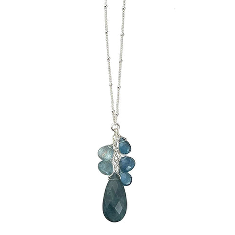 Philippa Roberts moss, aqua, and blue topaz cluster necklace