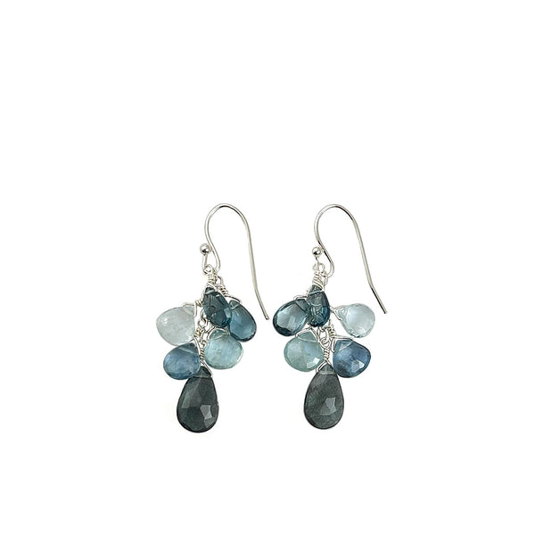 Philippa Roberts moss, aqua, and blue topaz cluster earrings