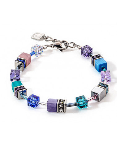 Coeur de Lion Cat Eye turquoise-blue-purple cubes and crystals bracelet