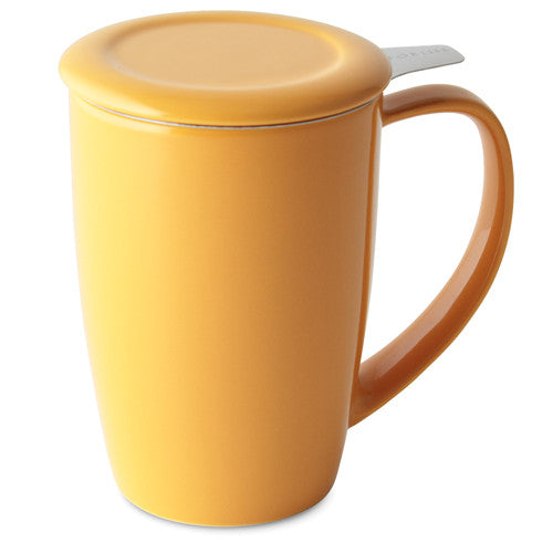 Curve tall ceramic mug tea with infuser, - 15 Terrestra oz
