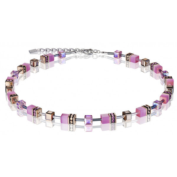 Coeur de Lion Cat Eye pink cubes and crystals necklace