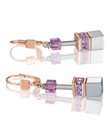 Coeur de Lion amethyst and gold cubes and crystals earrings