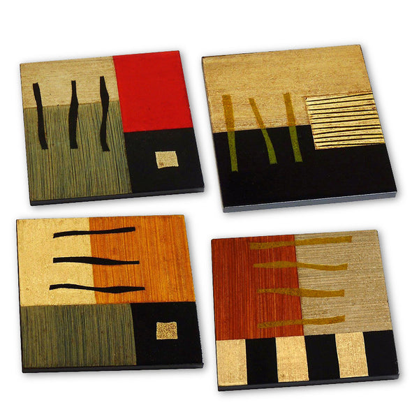Hand-painted wood coasters from Brazil, set of 4