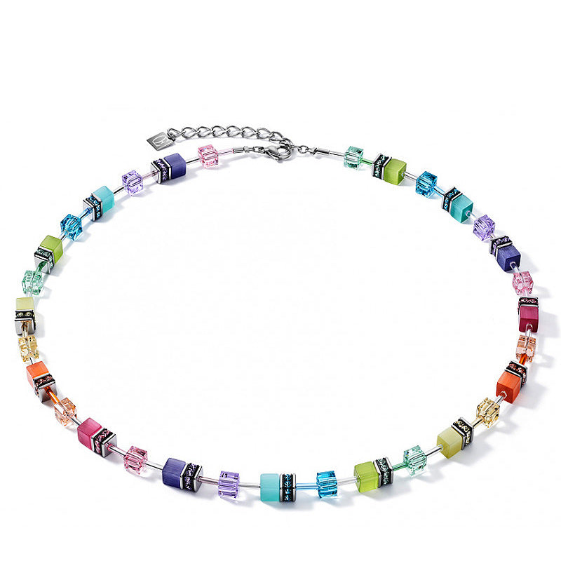 Coeur Cat Eye multicolor cubes and crystals necklace, 2022 edi - Terrestra