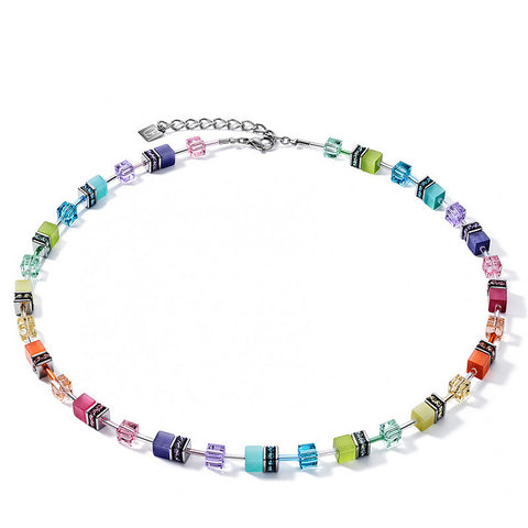 Coeur de Lion Cat Eye multicolor cubes and crystals necklace, 2022 edition